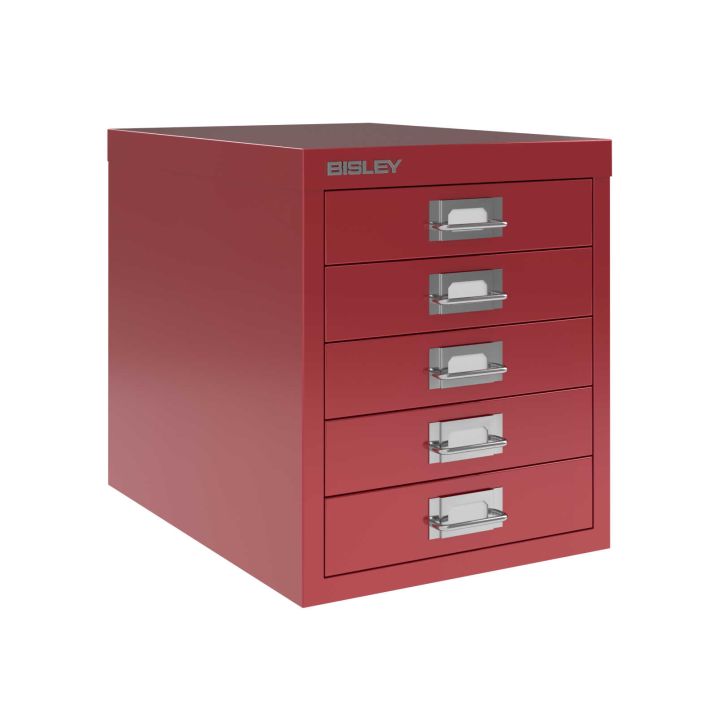 5 Drawer Bisley Multi-Drawer Cabinet - Cardinal Red | AOF