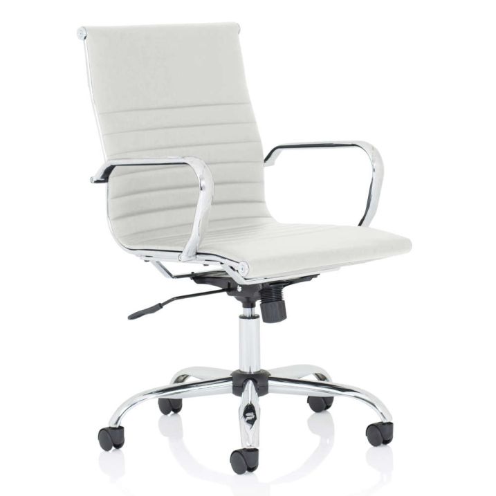 Ribbed Leather Operator Chair White AOF