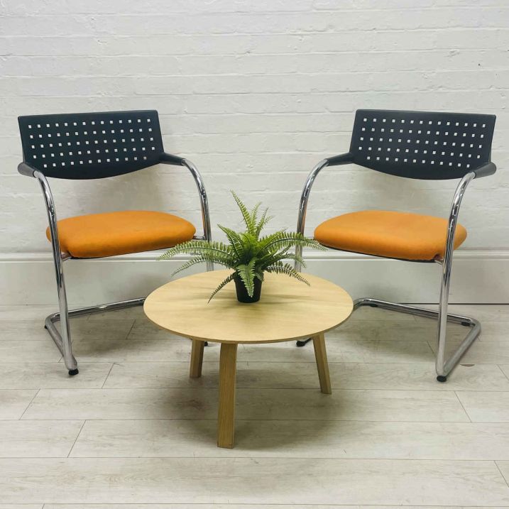 Second Hand Vitra Visavis Orange Meeting Chairs Set of 2