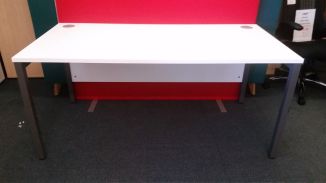 Used White Bench Desk - Goal Post Legs