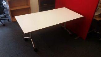 Used White Flip Top Table - Plywood Edging