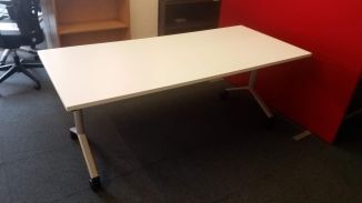 Used White Flip Top Table - Silver Frame