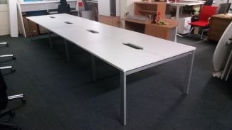 Used 8 Person Unite White Bench Desk