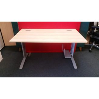 Second Hand White Office Desk - Cable Managed Legs