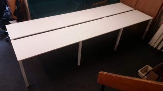 Used 6 Person Unite White Bench Desk - Main