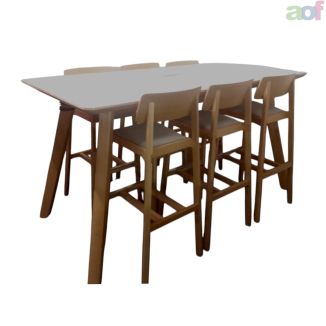 Second Hand White Poseur Table & Oak Stools Set