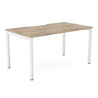 Elite Grey Craft Oak Bench Desk - White Goal Post Legs