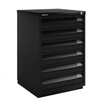 6 Drawer F Series Flush Front Filing Cabinet - Black
