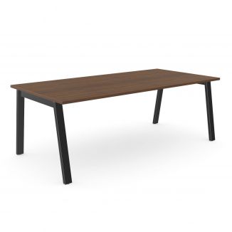 Rectangular Walnut Meeting Table - Black A Frame Legs