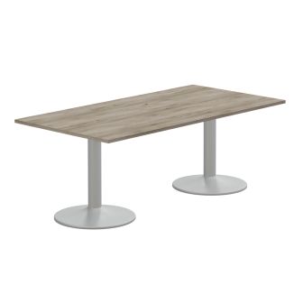 Rectangular Grey Craft Oak Meeting Room Table - Silver Trumpet Legs