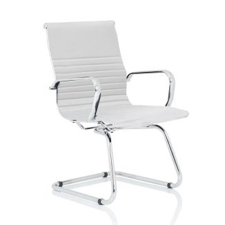 Ribbed Leather Meeting Chair - White