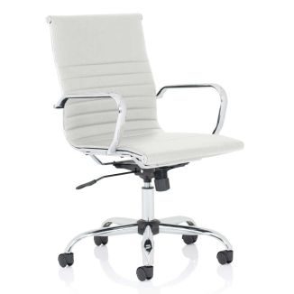 Ribbed Leather Operator Chair - White