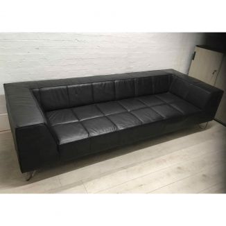 Second Hand Black Leather 3 Seater Sofa