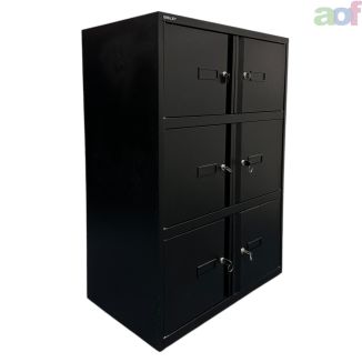 Used Bisley Black 6 Door Storage Locker - Main