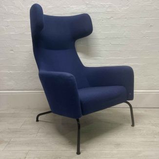 Second Hand Dark Blue Fabric Armchair