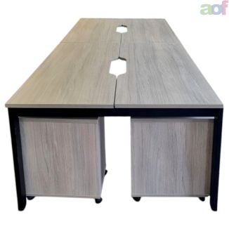 Second Hand Unite 4 Person Amber Oak Bench Desk