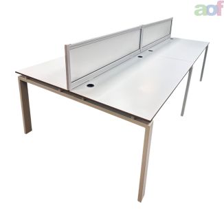Used 4 Person Bench Desk & Screens