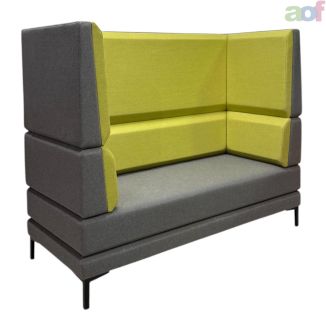 Second Hand Lime Green & Grey 2 Seater Sofa - High Back