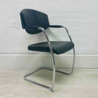 Second Hand Black Leather Meeting Chair