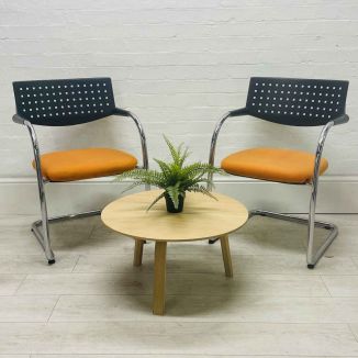 Second Hand Vitra Visavis Orange Meeting Chairs - Set of 2