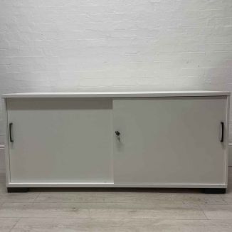 Second Hand White Cupboard with Sliding Doors