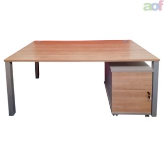 Second Hand Cherry Bench Desk & Pedestal Set