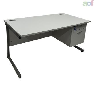 Used Light Grey Office Desk & Pedestal