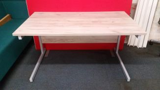Used Grey Craft Oak Office Desk - Cantilever Frame