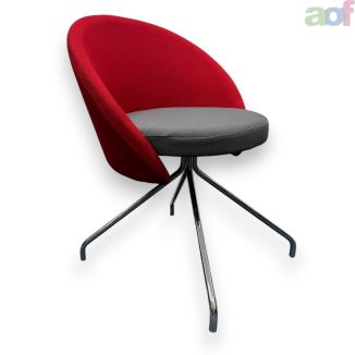 Second Hand Fabric Lobby Chair - Red & Grey