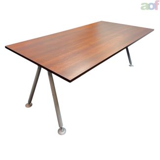 Used Walnut Meeting Table - Silver A Frame - Main