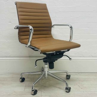 Ex Display Tan Ribbed Back Office Chair