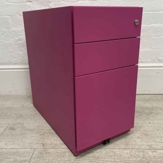 Second Hand Bisley Note 3 Drawer Pedestal - Fuchsia