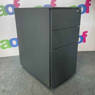 Second Hand Grey Slimline 3 Drawer Pedestal