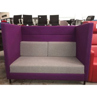 Second Hand High Back Purple & Grey 2 Seater Sofa