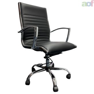 Second Hand Ribbed Back Meeting Chair - Black