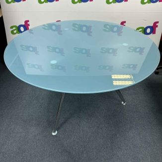 Second Hand Round Glass Meeting Table - Chrome Legs