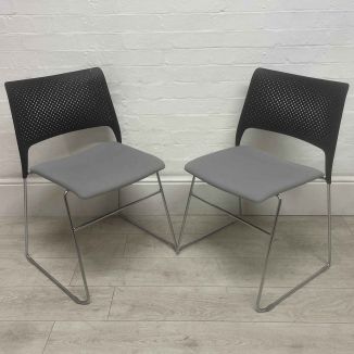Second Hand Grey & Black Stacking Chairs - Set of 2