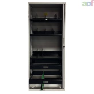 Second Hand Grey Combi Tambour Cupboard - Open