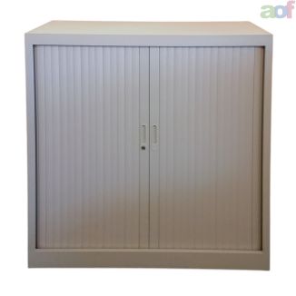 Used Light Grey Tambour Cupboard - Front