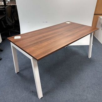 Used Walnut Bench Desk - White A Frame