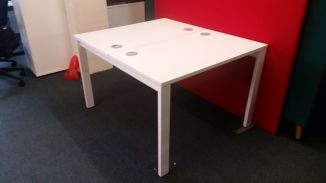 Used Unite 2 Person White Bench Desk