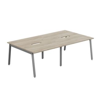 Unite 4 Person Grey Craft Oak Bench Desk - Silver A Frame