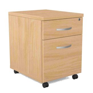 Unite 2 Drawer Wooden Mobile Pedestal - Beech