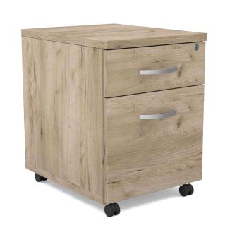 Unite 2 Drawer Grey Craft Oak Mobile Pedestal
