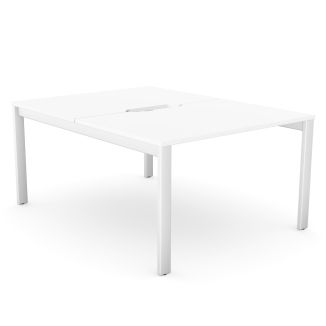 Unite 2 Person White Bench Desk - White Goal Post Legs
