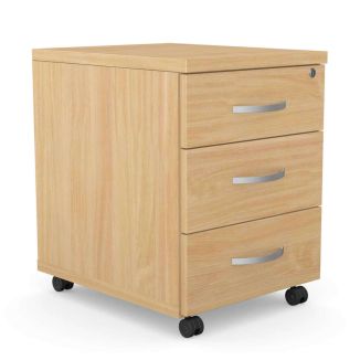 Unite 3 Drawer Wooden Mobile Pedestal - Beech