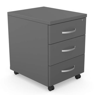 Unite Plus 3 Drawer Wooden Mobile Pedestal - Graphite