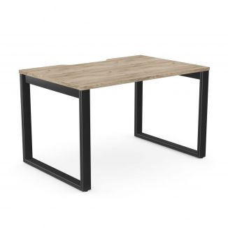 Unite Grey Craft Oak Bench Desk - Black Square Legs