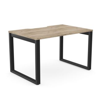 Unite Plus Grey Craft Oak Bench Desk - Black Square Legs