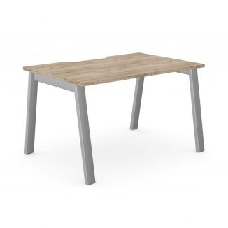 Unite Grey Craft Oak Bench Desk - Silver A Frame
